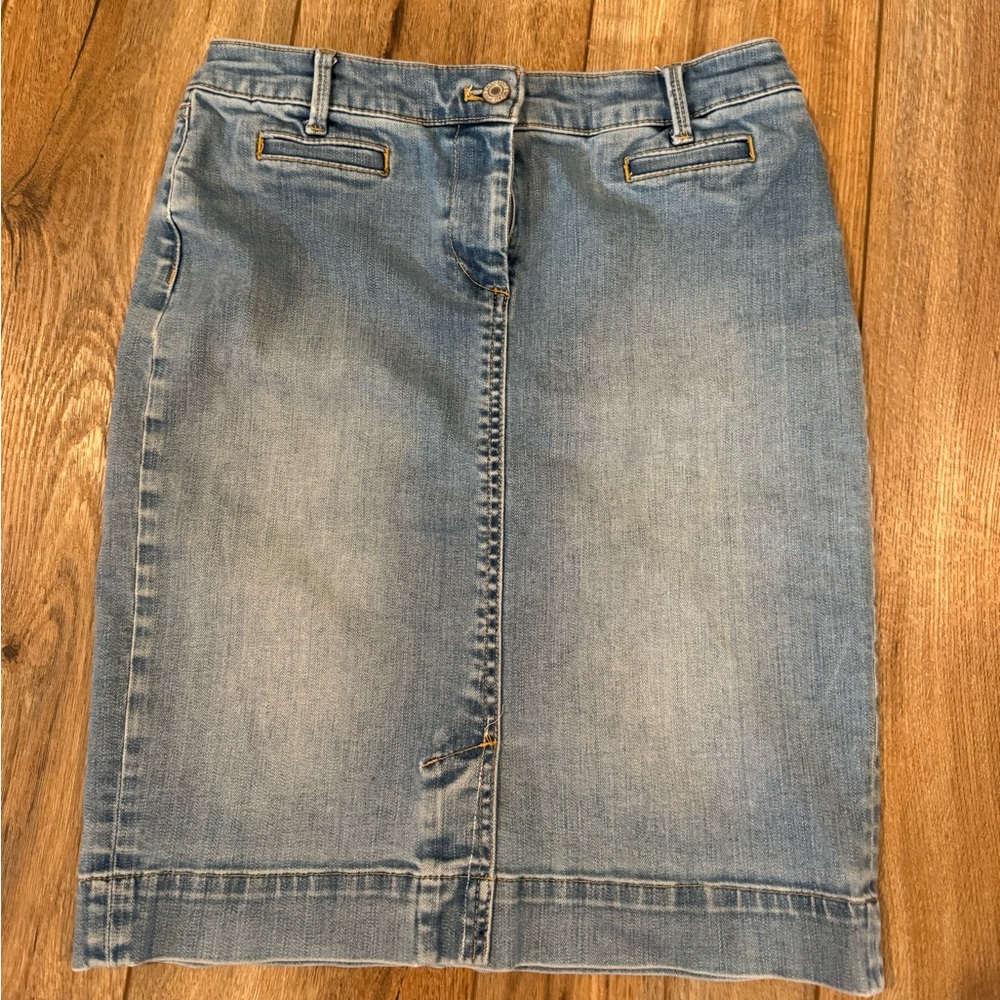 Talbots petite denim midi skirt